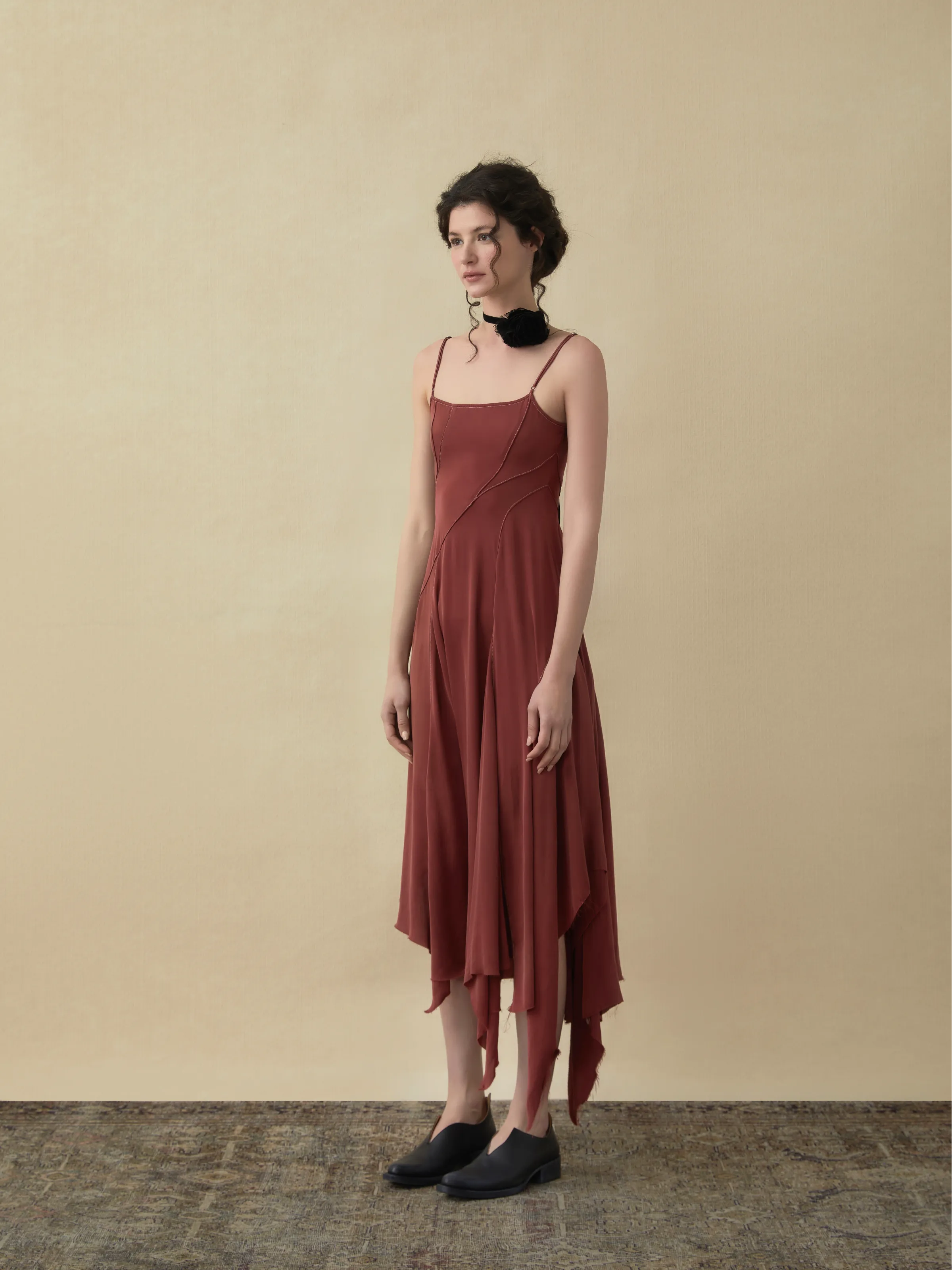 Rouge Slip Dress In Silk