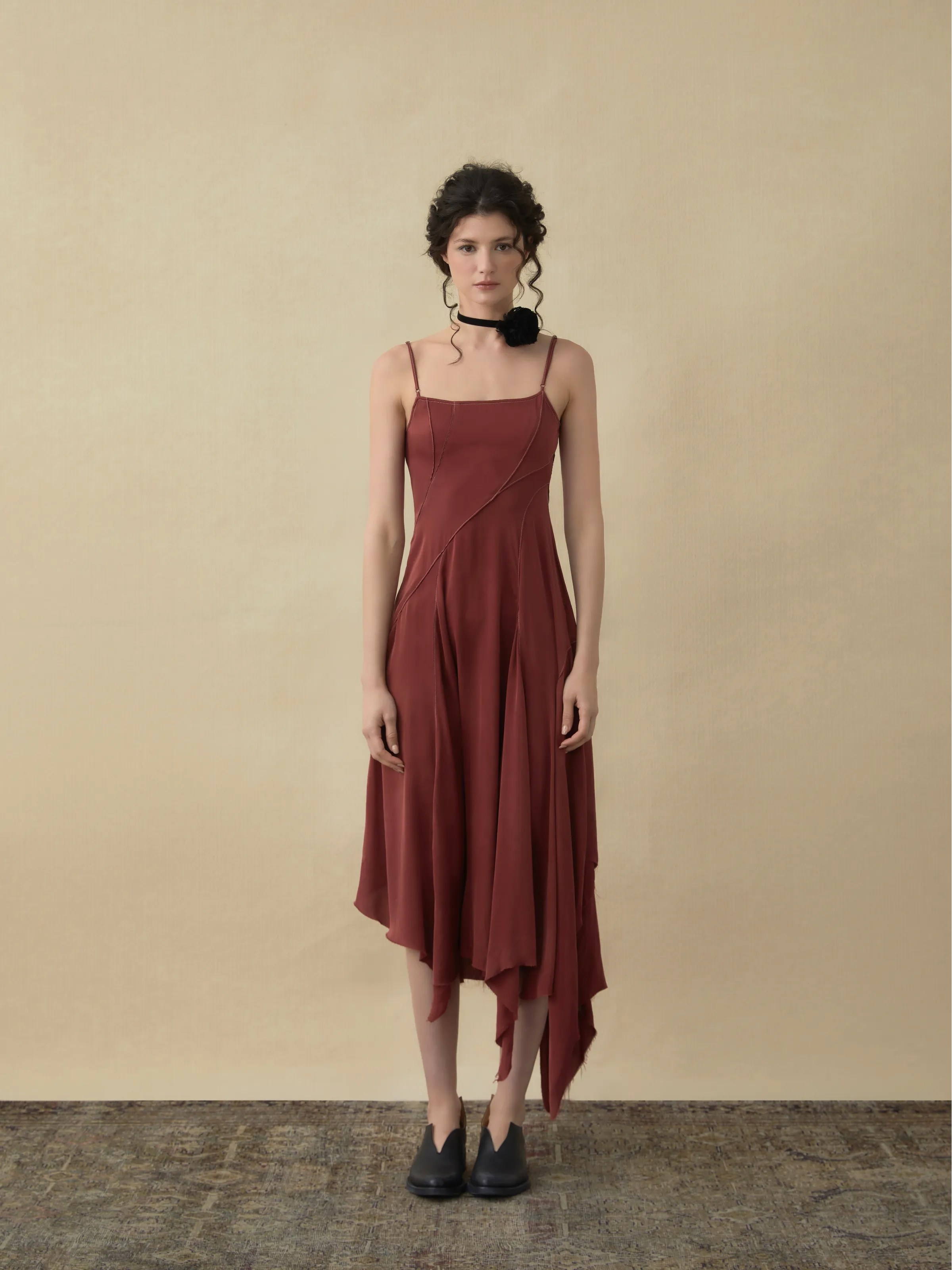 Rouge Slip Dress In Silk