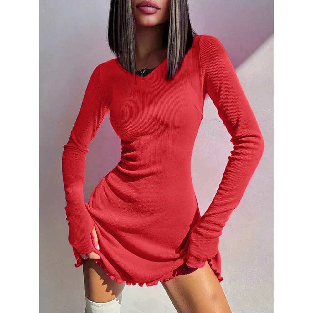 Round neck A-line casual dress