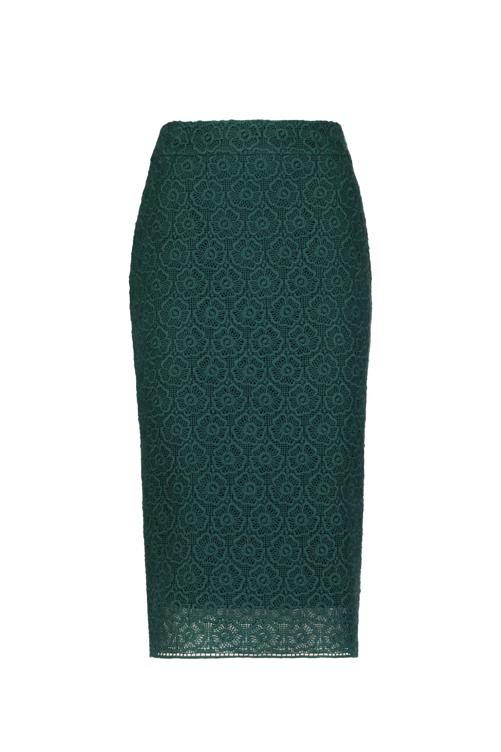 RUBIA DEEP GREEN LACE PENCIL SKIRT