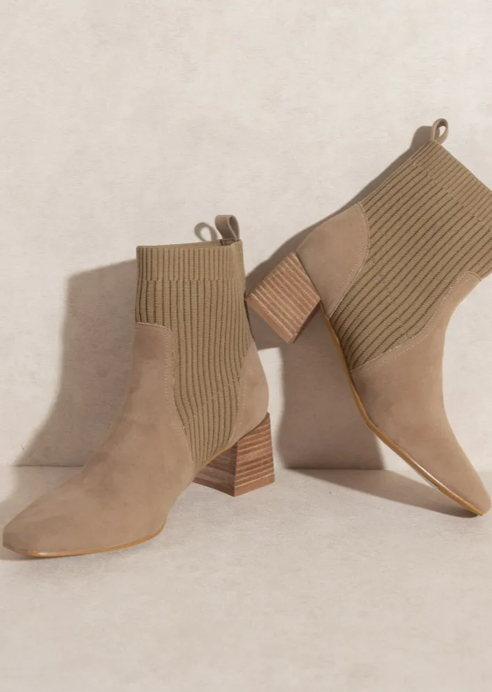 The Geraldine Suede Taupe Bootie - FINAL SALE