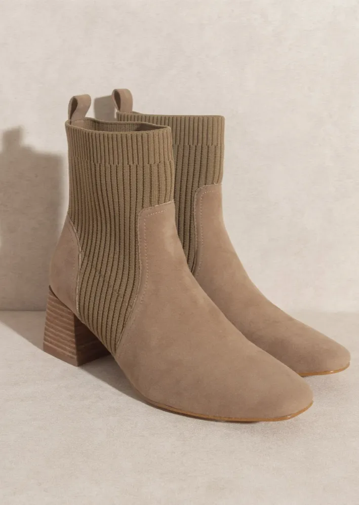 The Geraldine Suede Taupe Bootie - FINAL SALE