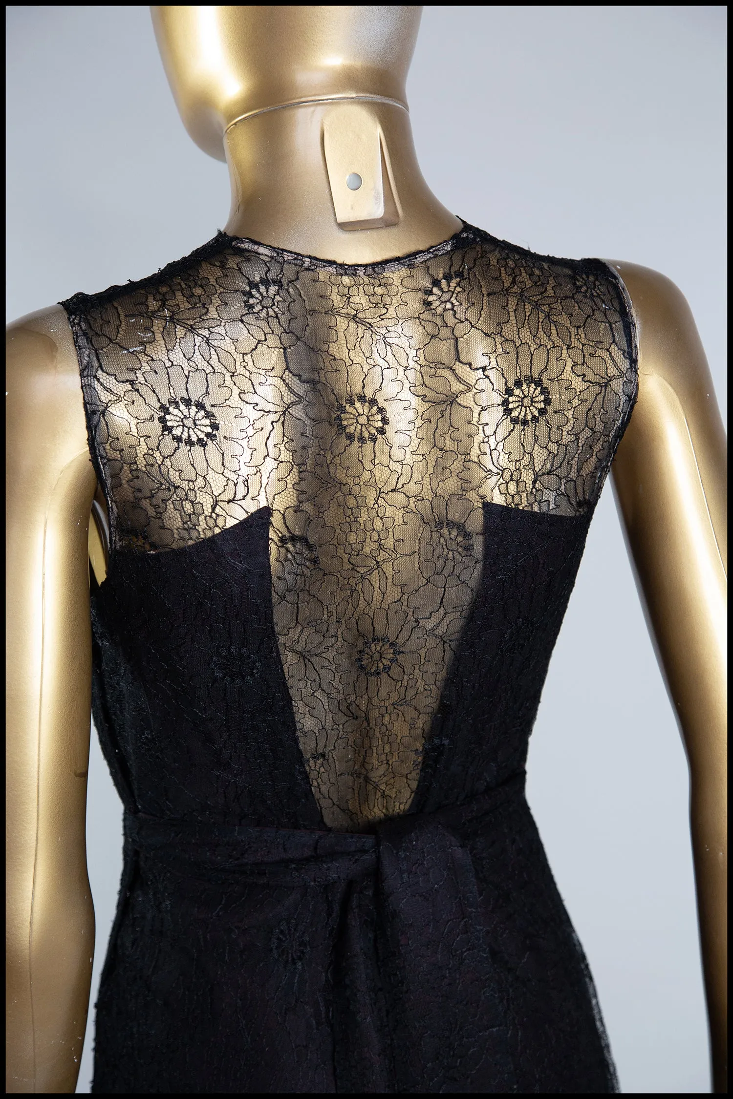 Vintage 1930s Black French Lace Dress