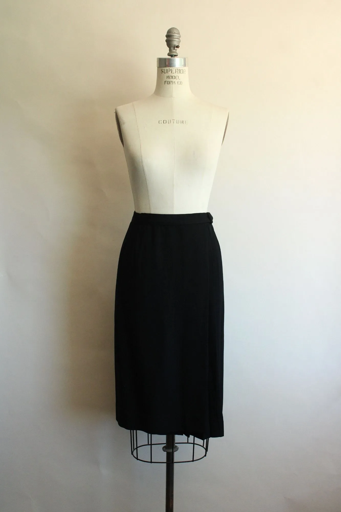 Vintage 1990s Evan Picone Black Wool Skirt