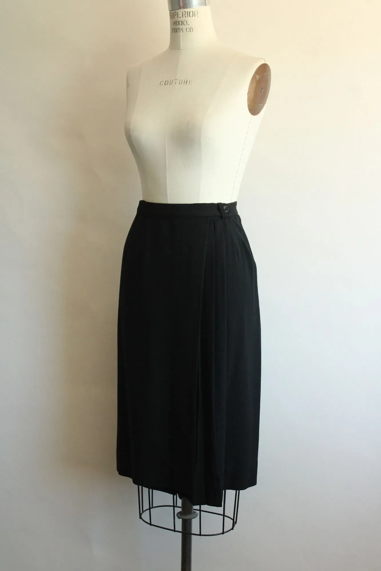 Vintage 1990s Evan Picone Black Wool Skirt