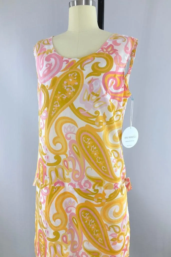 Vintage 60s Paisley Tennis Romper Dress