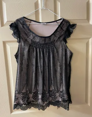 Womens Juniors CDW Creative Design Works Black Lace Overlay Dress Top Medium