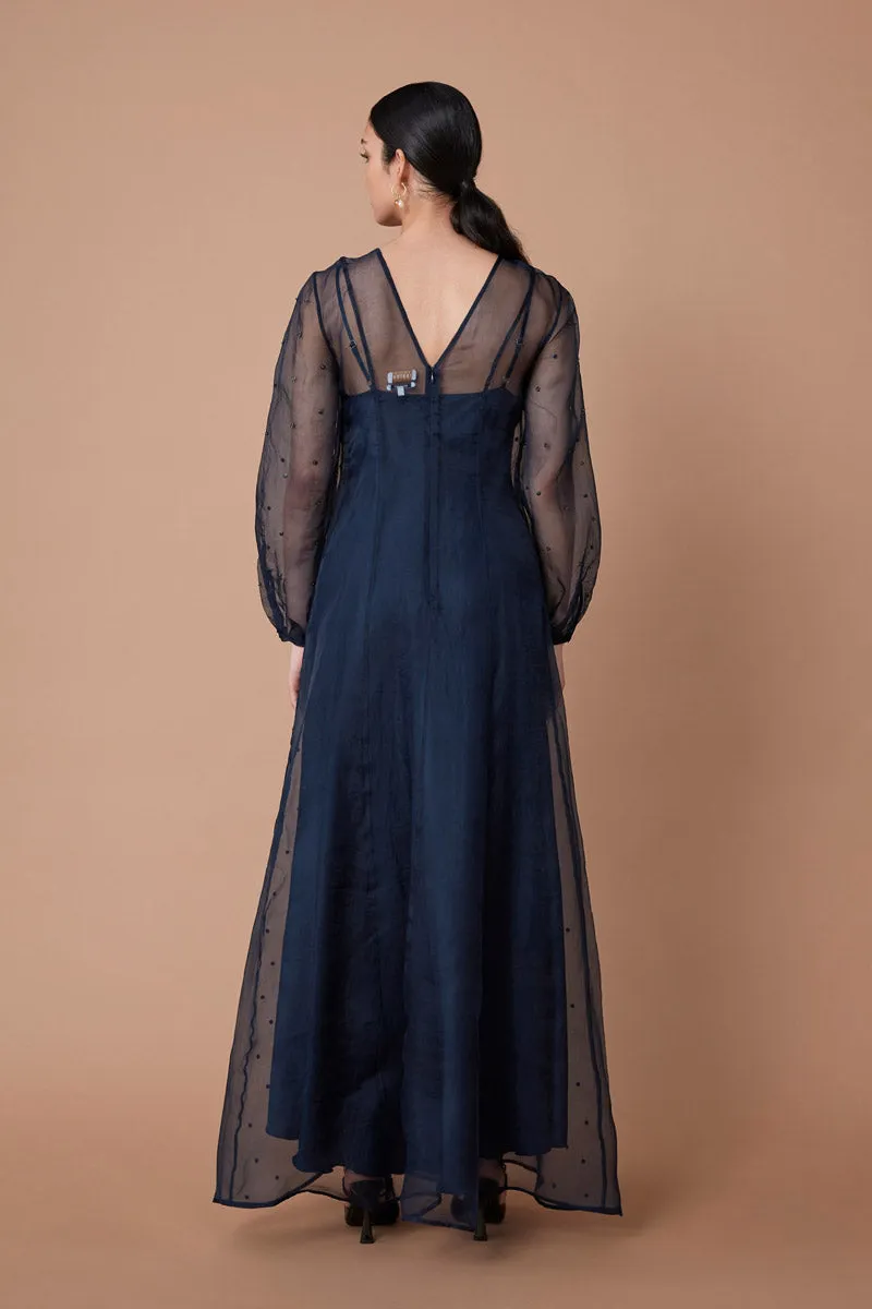 ZORA EMBELLISHED MAXI DRESS - DEEP BLUE